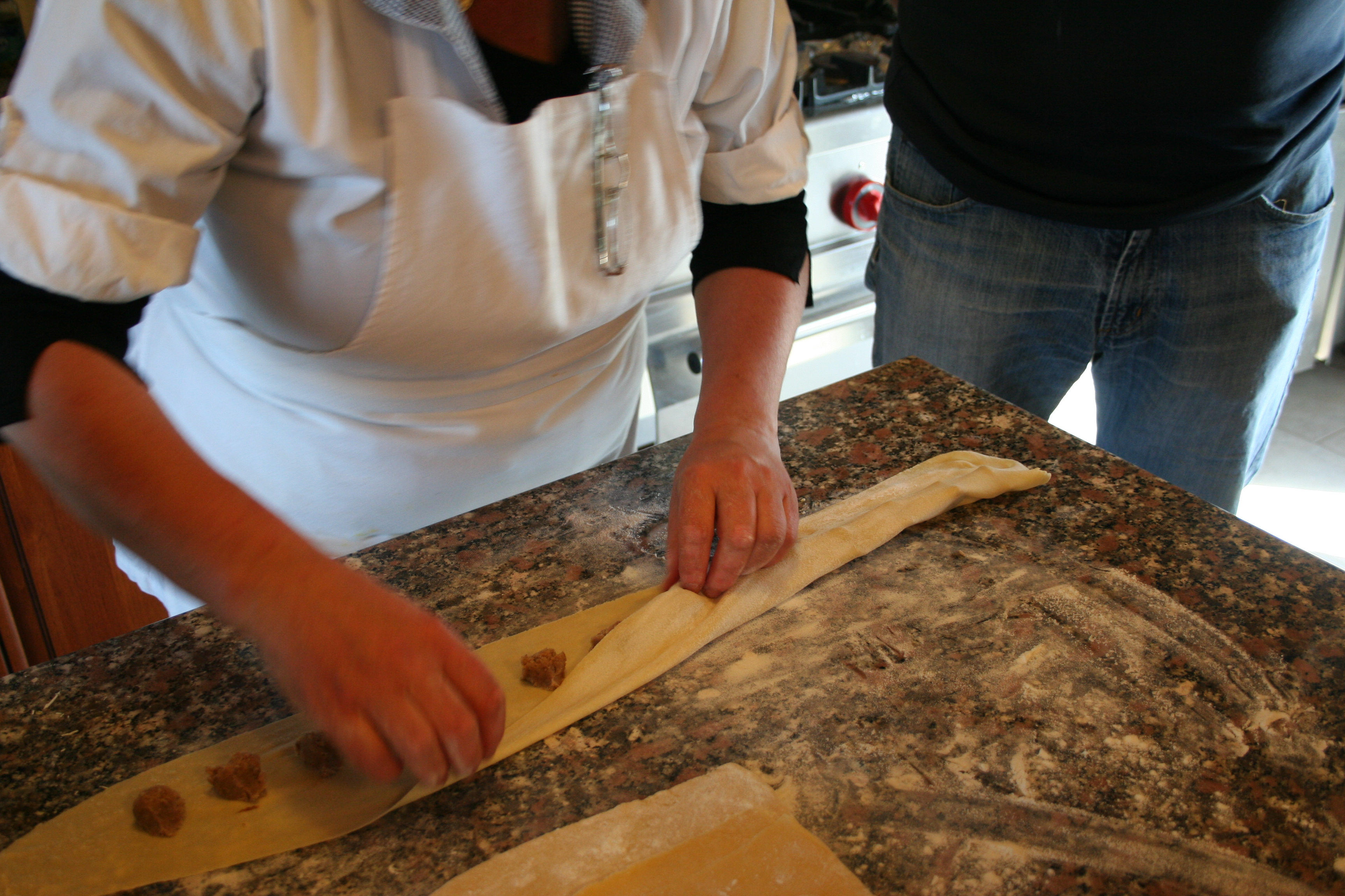 Cooking class workshop, making pasta